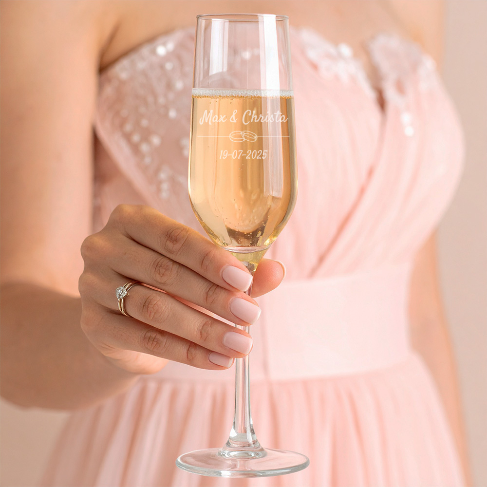 Champagneglass engraved PersonalSurprise personalized customize wedding wedding gift with name | Gepersonaliseerde cadeaus Champagneglas graveren | 220 ml - Afbeelding 2