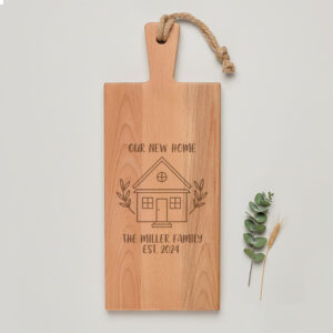 Serveerplank handvat graveren voor housewarmingscadeau