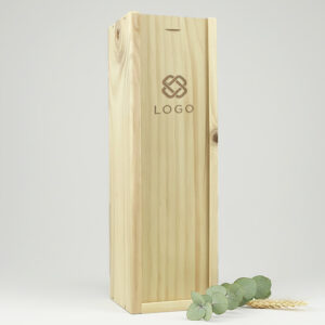 Wijnkist graveren 1-vaks met schuifdeksel, perfect voor gepersonaliseerde geschenken met eigen ontwerp of logo.