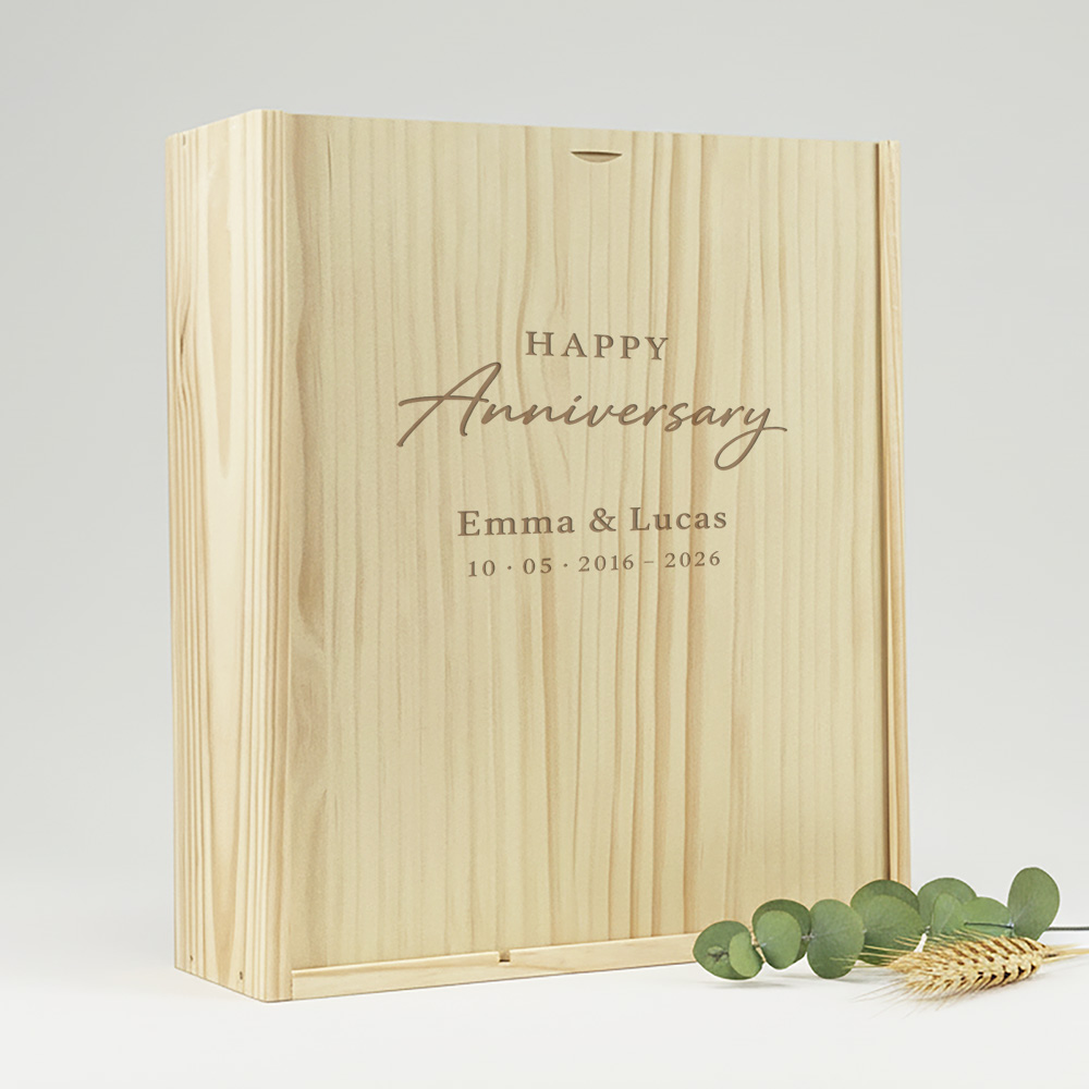 Wijnkist graveren 3-vaks met schuifdeksel, ideaal voor gepersonaliseerde geschenken met eigen ontwerp of logo.