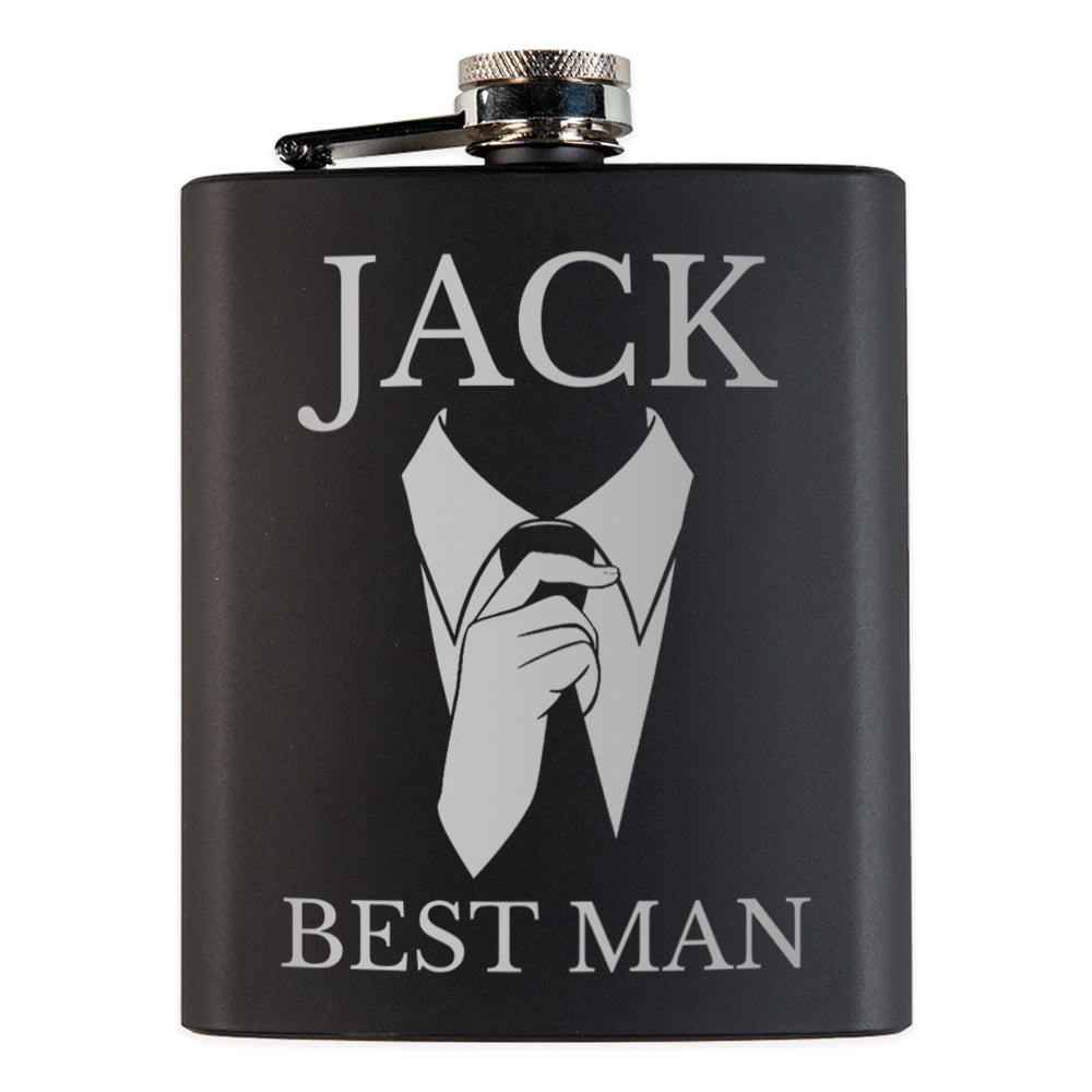 Heupfles zwart graveren PersonalSurprise cadeau voor hem mannen man huwelijk getuige 2 | Gepersonaliseerde cadeaus Zwarte heupfles gegraveerd