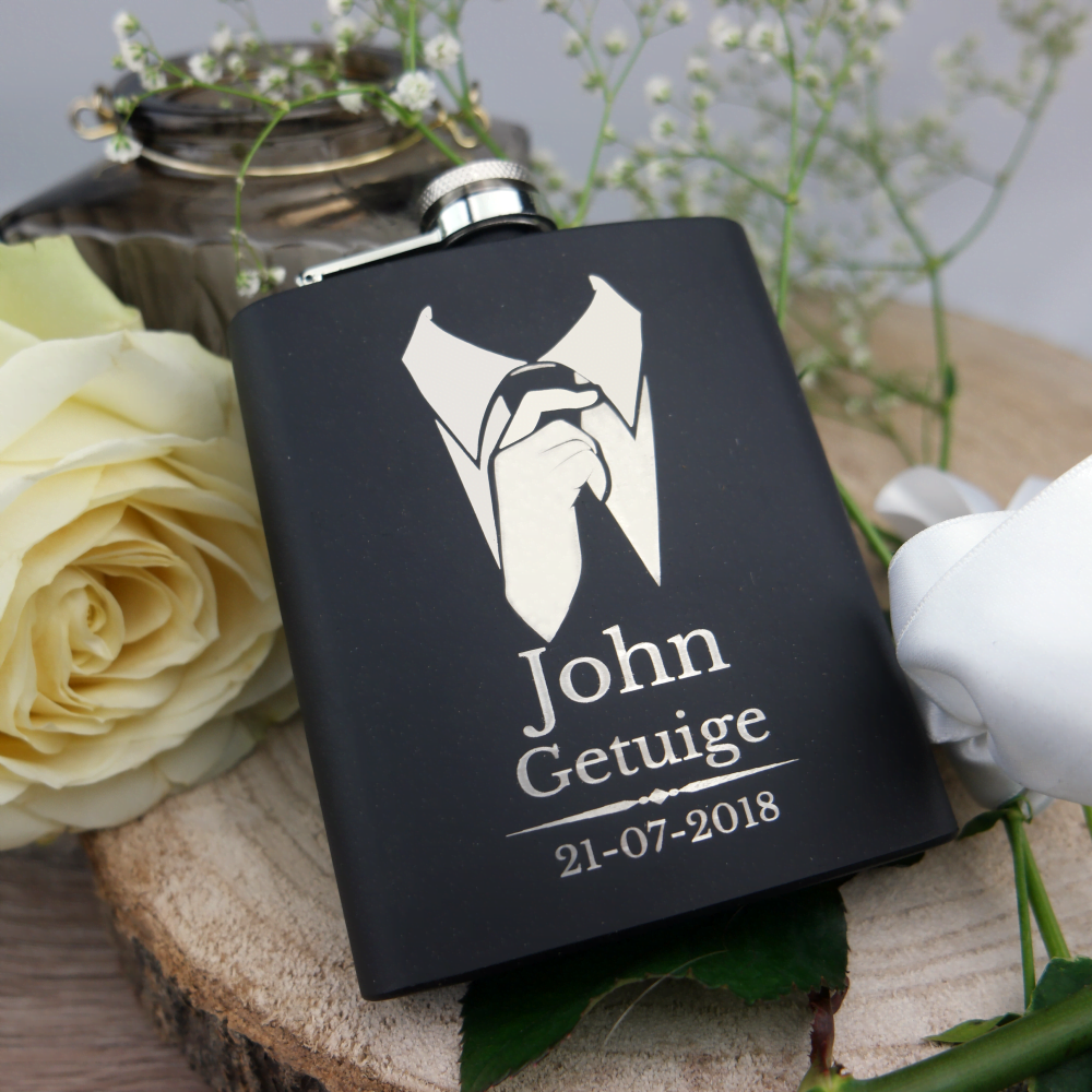 Heupfles zwart3 | Gepersonaliseerde cadeaus Zwarte heupfles