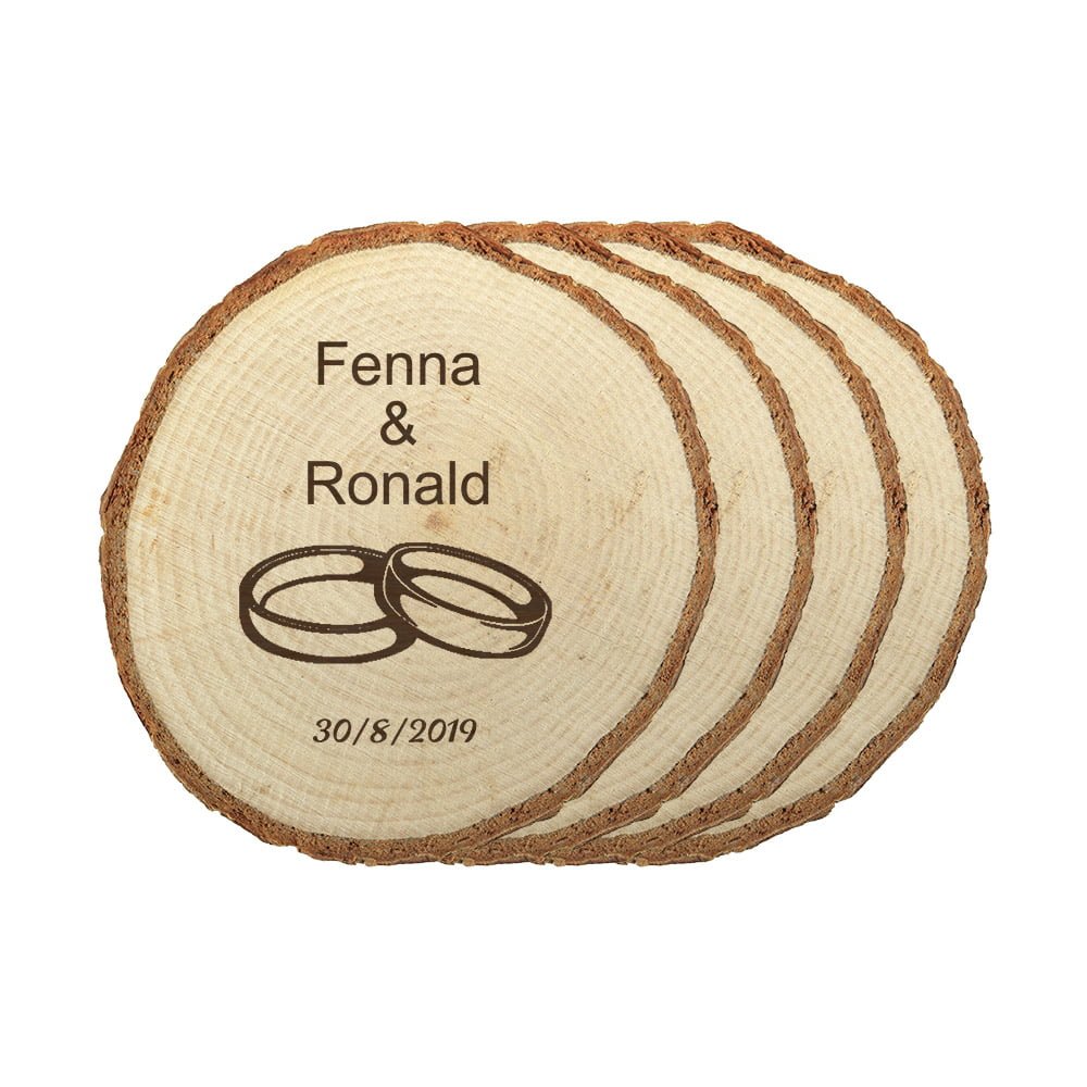 Onderzetters hout set 2 | Gepersonaliseerde cadeaus Gegraveerde houten onderzetters set van 4