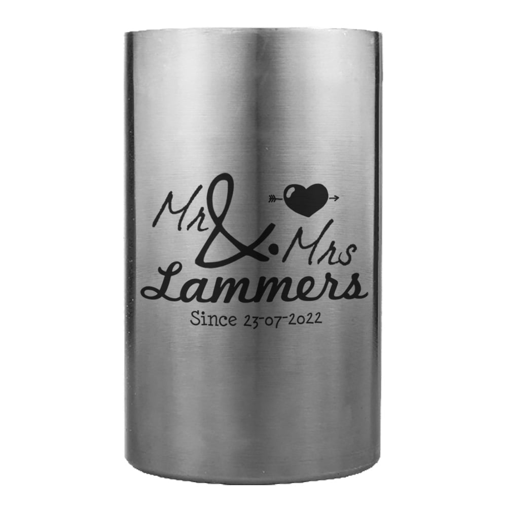 wijnkoeler graveren naam logo tekst ontwerp origineel huwelijkscadeau naam namen huwelijk ID2 | Gepersonaliseerde cadeaus Persoonlijke wijnkoeler met naam, logo en tekst