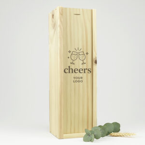 Bierkist graveren voor 1 bierfles met schuifdeksel, ideaal voor gepersonaliseerde geschenken met eigen ontwerp of logo.