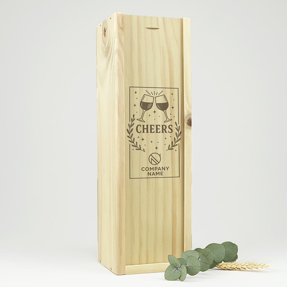 Prachtige wijnkist met de mogelijkheid om een logo te graveren, ideaal voor bedrijfs- of persoonlijk gebruik.