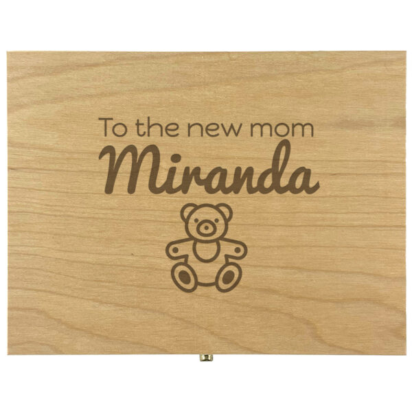 Houten theekist met 6 vakken gegraveerd met logo – luxe relatiegeschenk