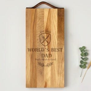 Snijplank met lederen handvat graveren, gepersonaliseerd met gravure, ideaal voor het serveren van hapjes.