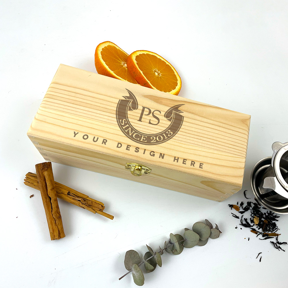 Theekist graveren persoonlijk cadeau gegraveerd thee geschenk met naam logo | Gepersonaliseerde cadeaus Een sfeervolle gegraveerde theekist met naam of logo