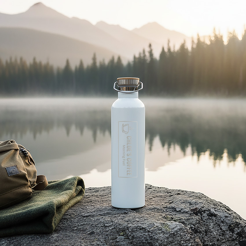 Thermosfles wit graveren Personalsurprise sfeer foto 2 | Gepersonaliseerde cadeaus Thermosfles graveren wit RVS – handig voor onderweg of outdoor