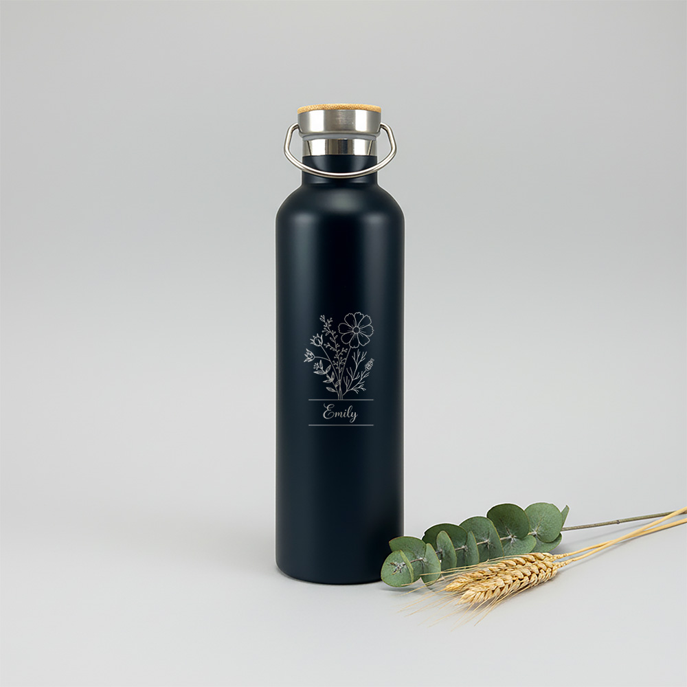Thermosfles zwart graveren Personalsurprise foto 1 | Gepersonaliseerde cadeaus Zwarte thermosfles graveren – gravure
