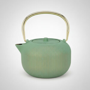 Theepot gietijzer groen met handvat