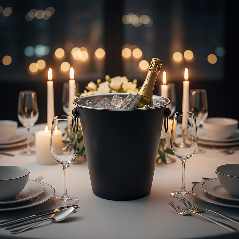 champagnekoeler sfeerfoto verjaardag 1 | Gepersonaliseerde cadeaus Zwarte champagnekoeler - Afbeelding 2